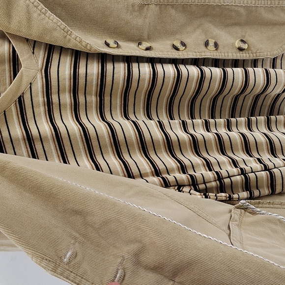 St. Johns Bay Blazer Courduroy Top Set Size Medium Brown Stripe Top V Neck - Picture 4 of 12